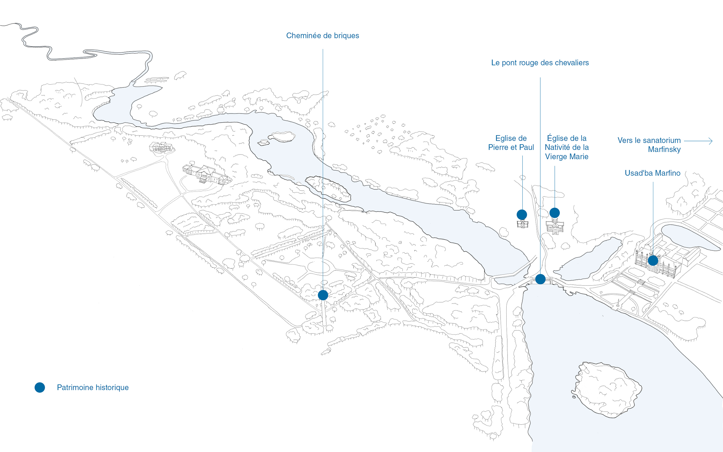 Le domaine des sept allées - atelier metaa - Dessin du site - Patrimoine historique